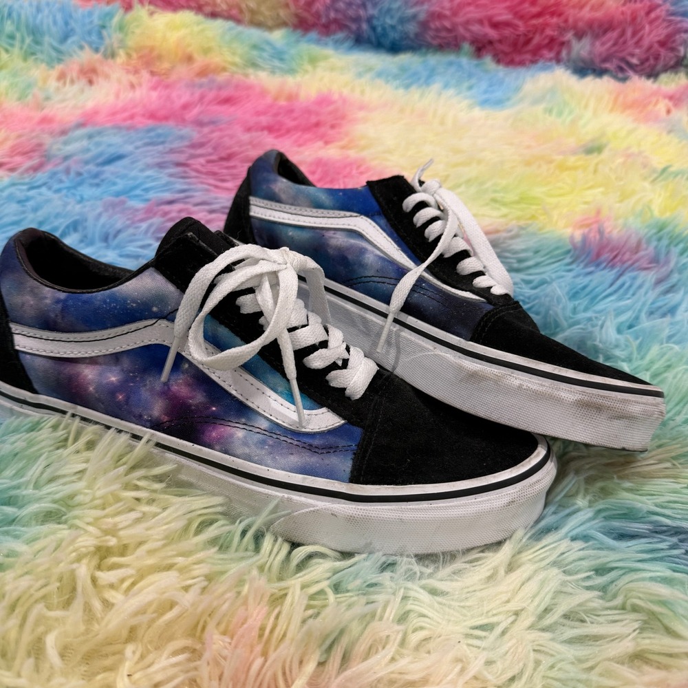 Vans Old Skool‎ Sneakers Unisex 8M 9.5W Galaxy Print Black Suede Low Top